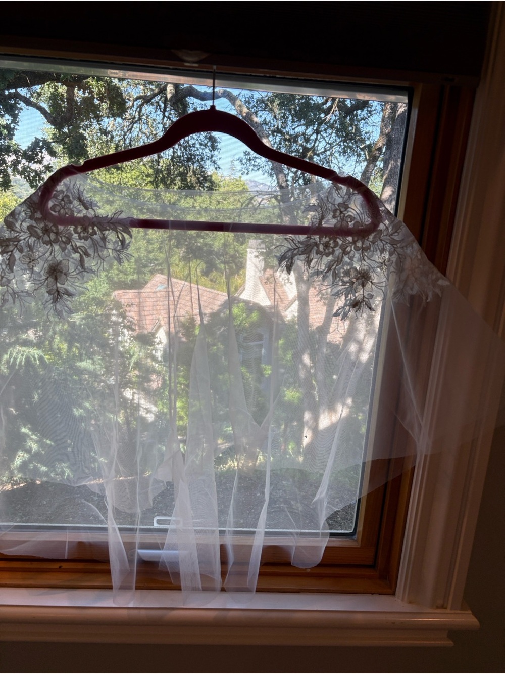 Embroidered Bridal Cape with Floral Lace Applique with Sequins - Cream/White - Picture 8 of 9